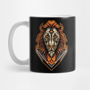 Lion cyborg illustration Mug